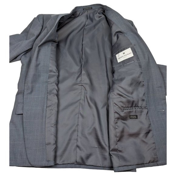 Pierre Balmain Paris Marseille Gray Plaid Suit Jacket Single-breasted 46L - Picture 5 of 16